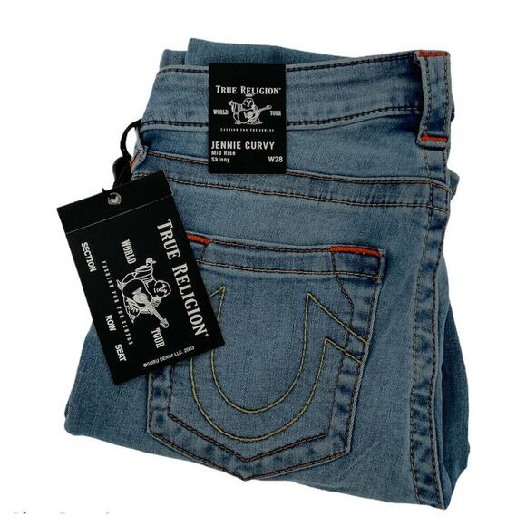 True Religion Women's Jennie Curvy Mid Rise Skinny Jeans Blue Stretch Size 6/28 - Picture 6 of 10